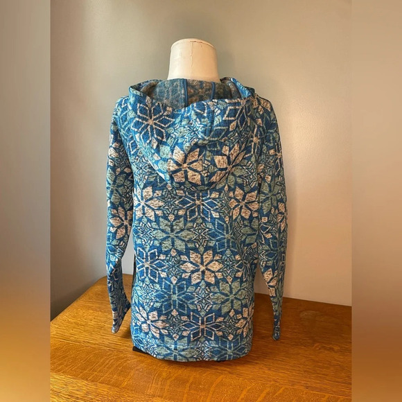 Talbots Snowflake Hooded Pullover Zipper Sweater Structures Pockets Size Small - Picture 5 of 14